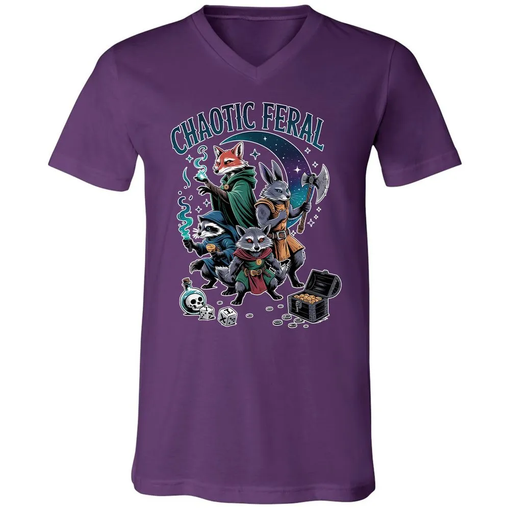 Chaotic Feral Unisex V-Neck T-Shirt - Team Purple - 9