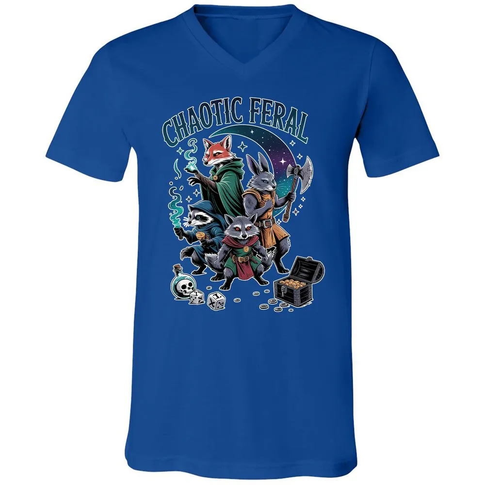 Chaotic Feral Unisex V-Neck T-Shirt - True Royal - 4