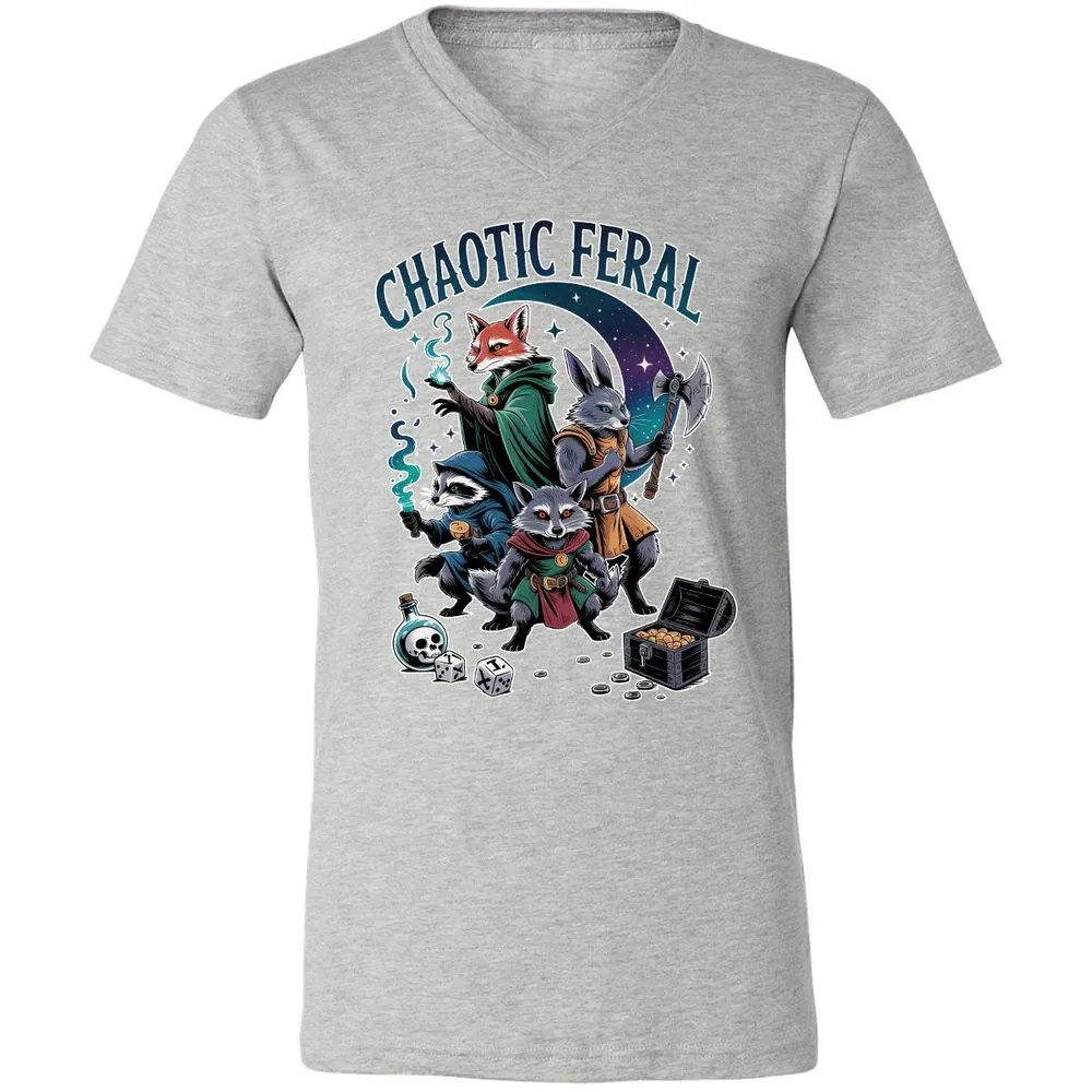 Chaotic Feral Unisex V-Neck T-Shirt - Athletic Heather - 7