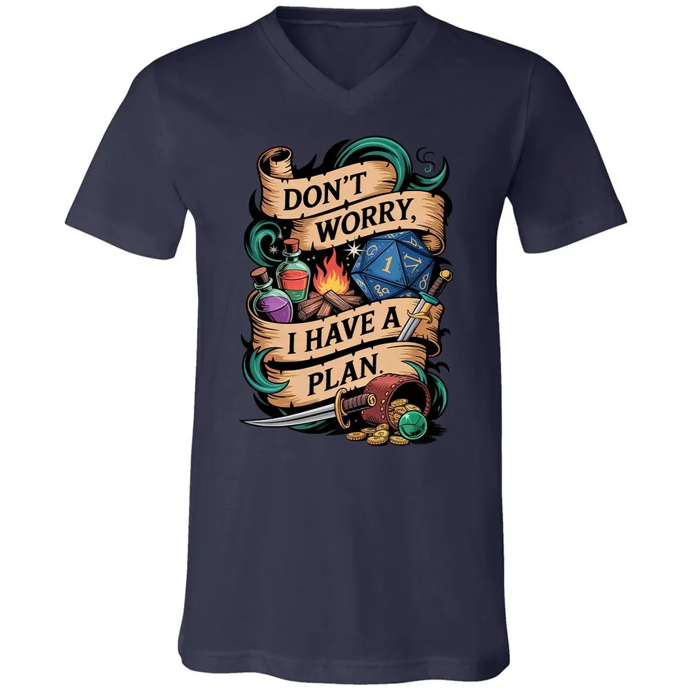 Don't Worry I Have A Plan Unisex V-Neck T-Shirt - Navy - 2