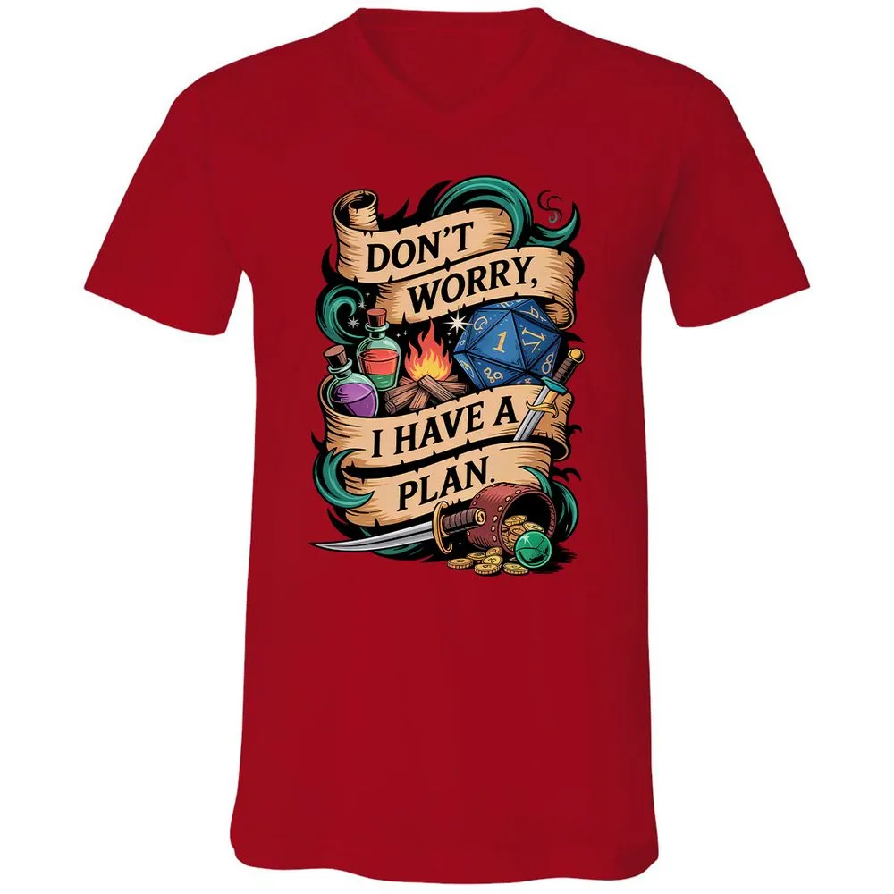 Don't Worry I Have A Plan Unisex V-Neck T-Shirt - Red - 3