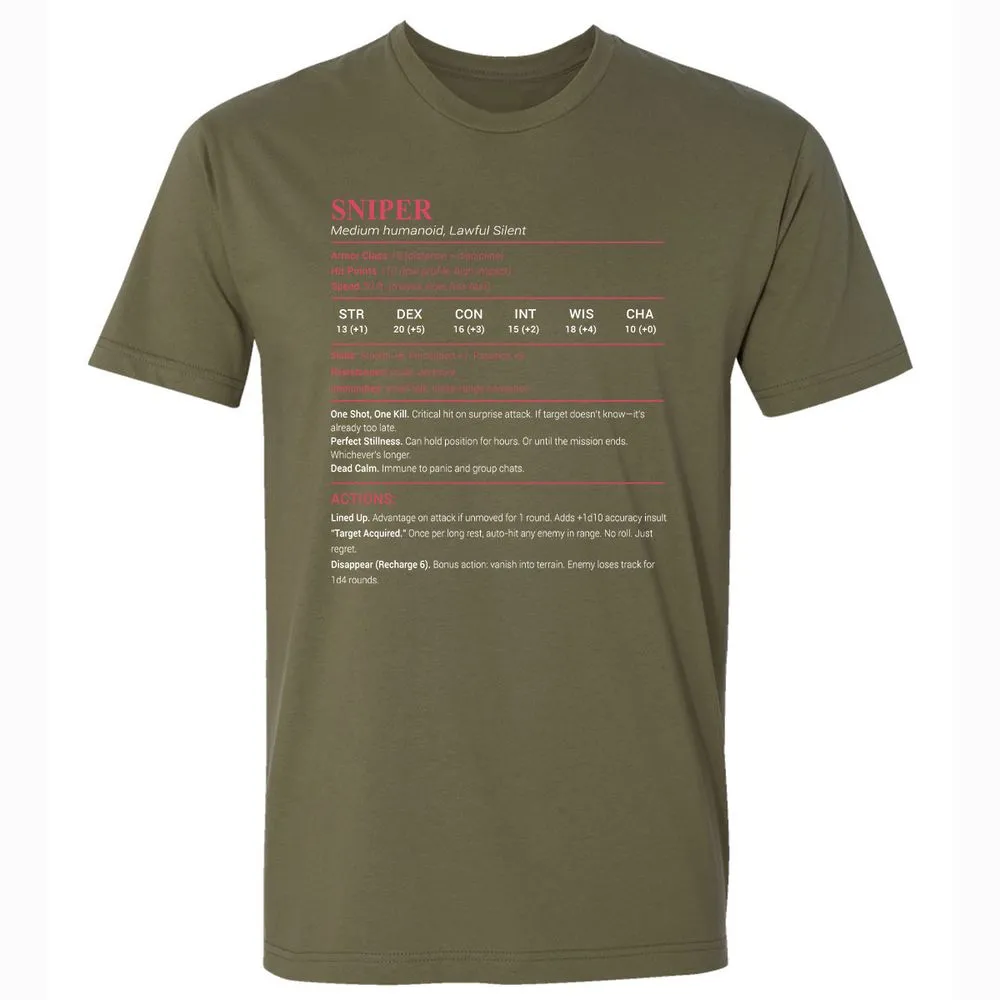 Sniper Stats Premium Unisex T-Shirt - Military Green - 5
