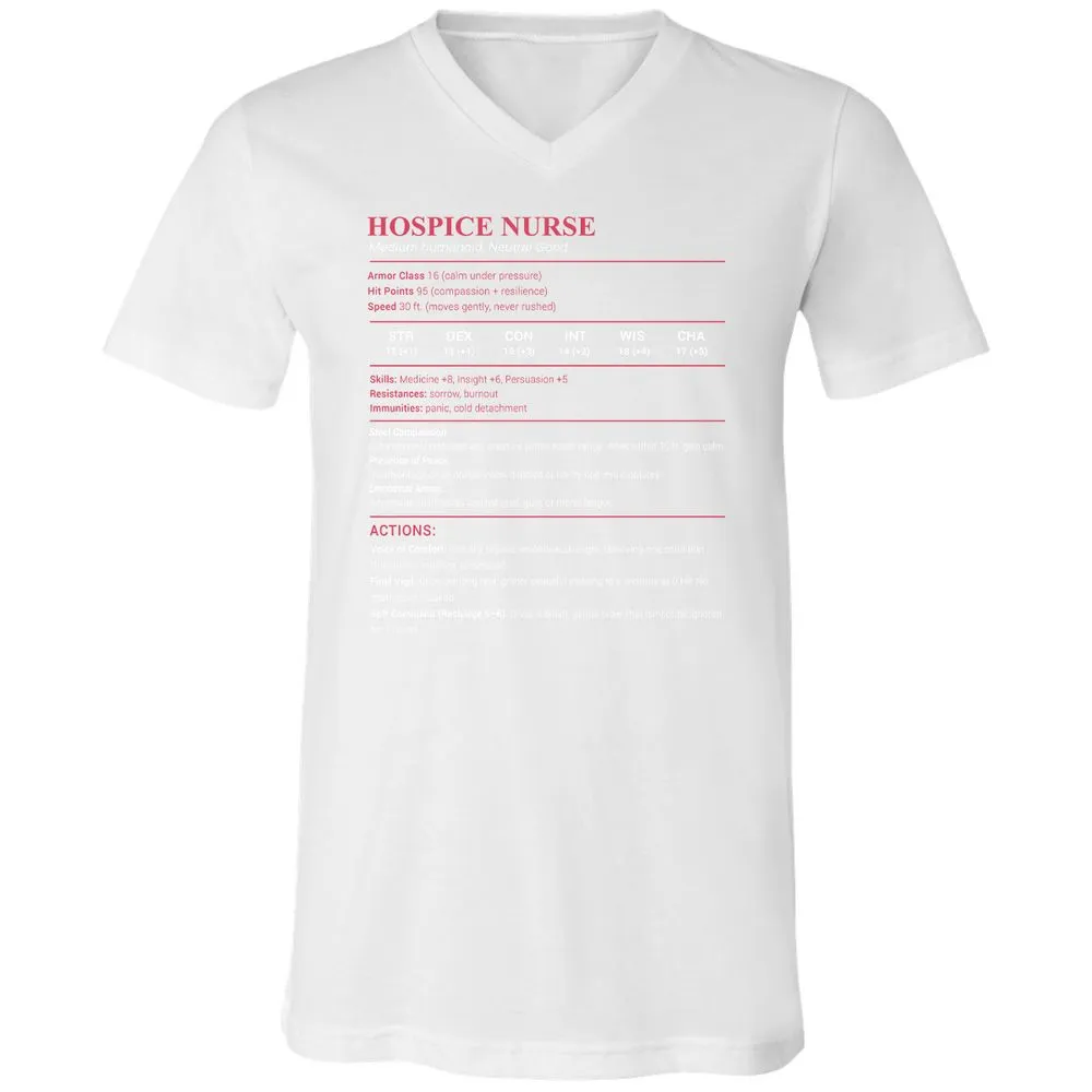 Hospice Nurse Stats Unisex V-Neck T-Shirt - White - 5