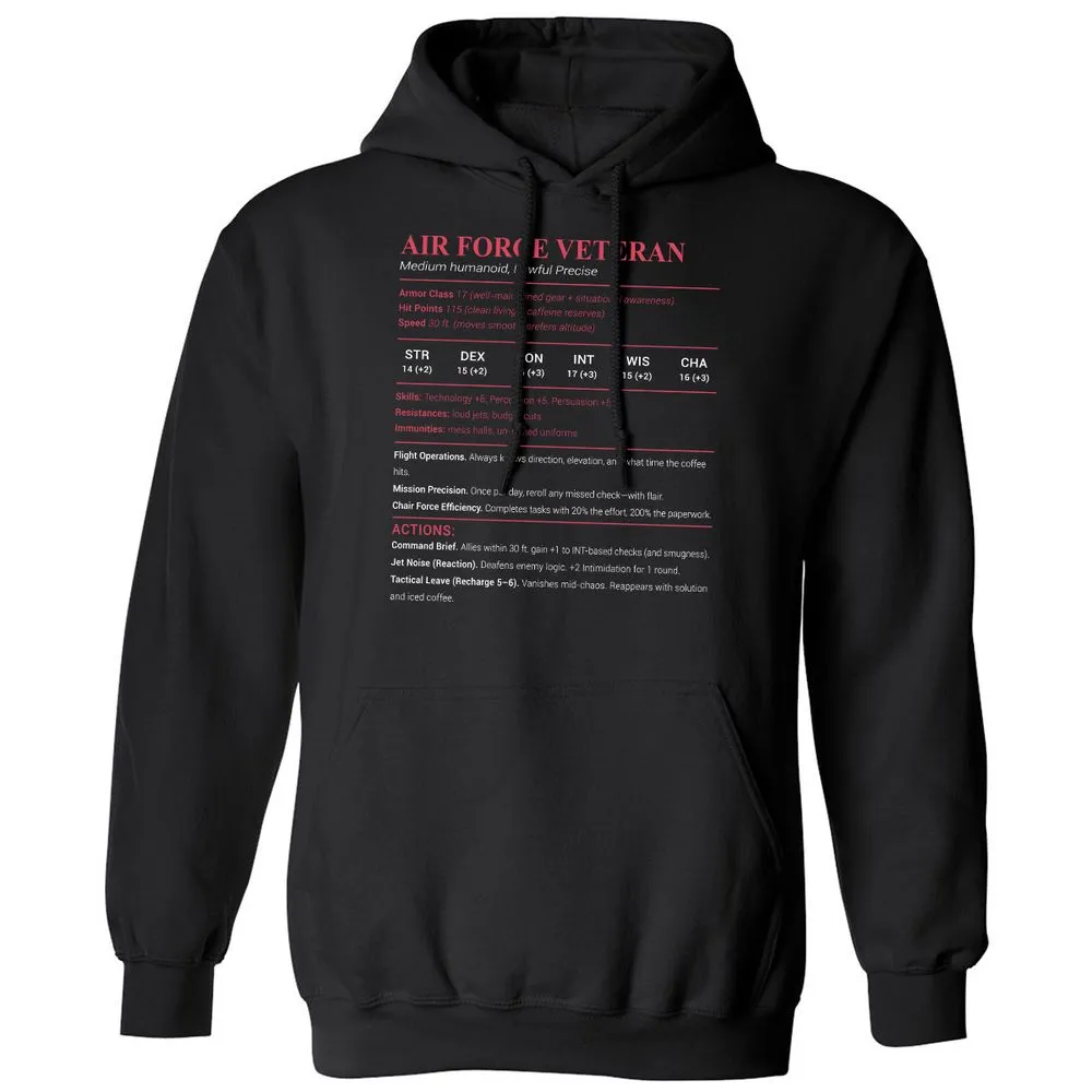 Air Force Veteran Classic Unisex Hoodie - Black - 1