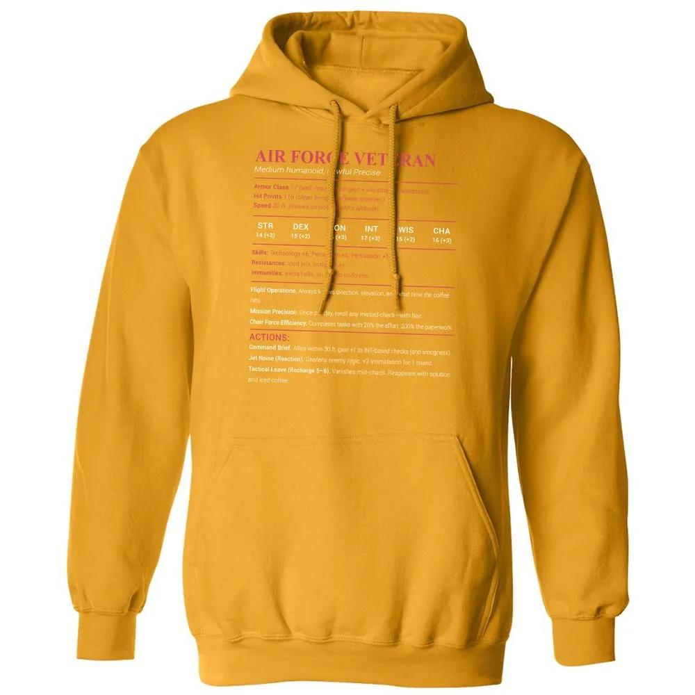 Air Force Veteran Classic Unisex Hoodie - Gold - 12