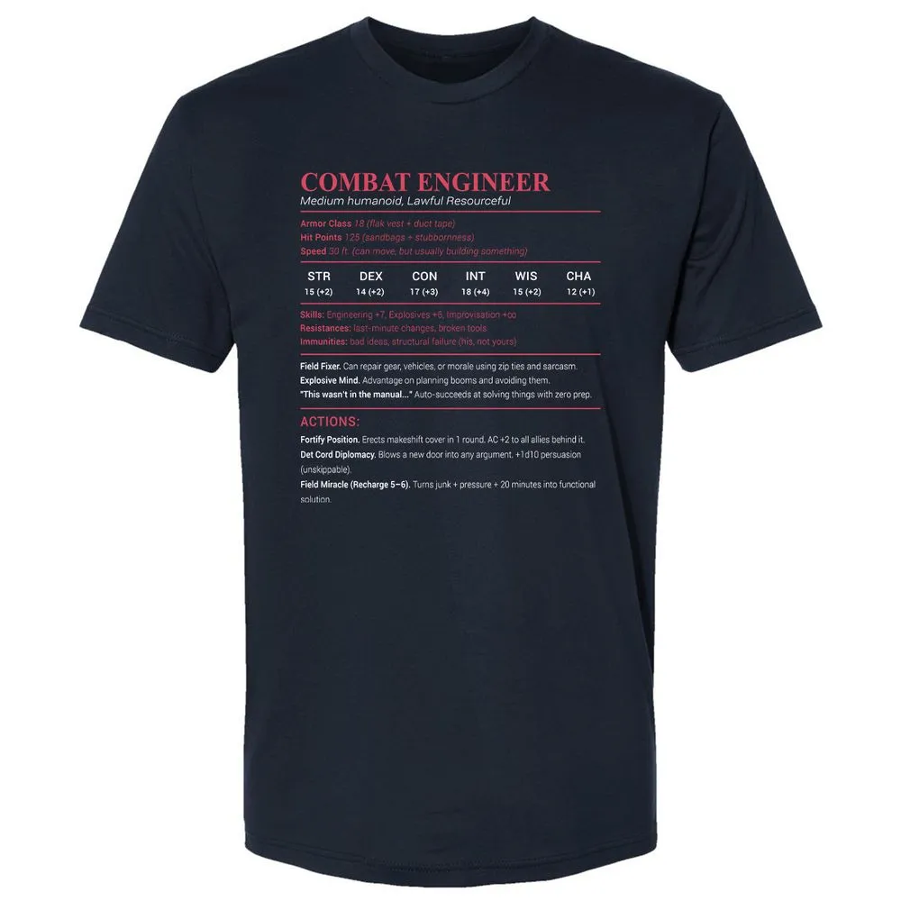 Combat Engineer Premium Unisex T-Shirt - Midnight Navy - 2