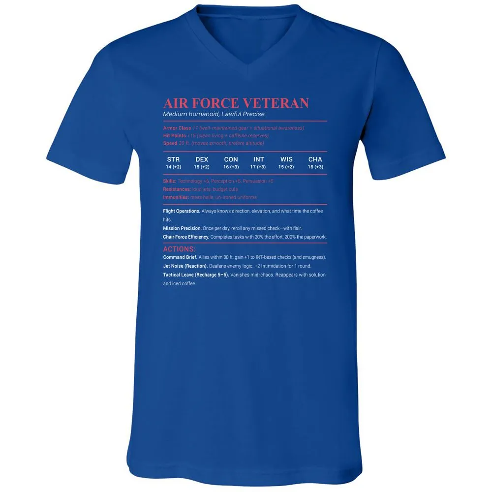 Air Force Veteran Unisex V-Neck T-Shirt - True Royal - 4