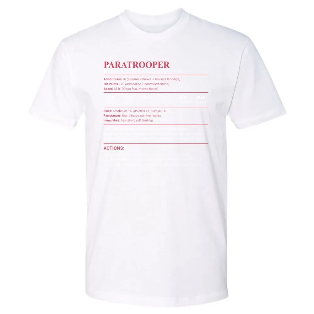 Paratrooper Stats Premium Unisex T-Shirt - White - 4