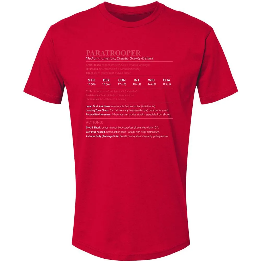 Paratrooper Stats Premium Unisex T-Shirt - Red - 6