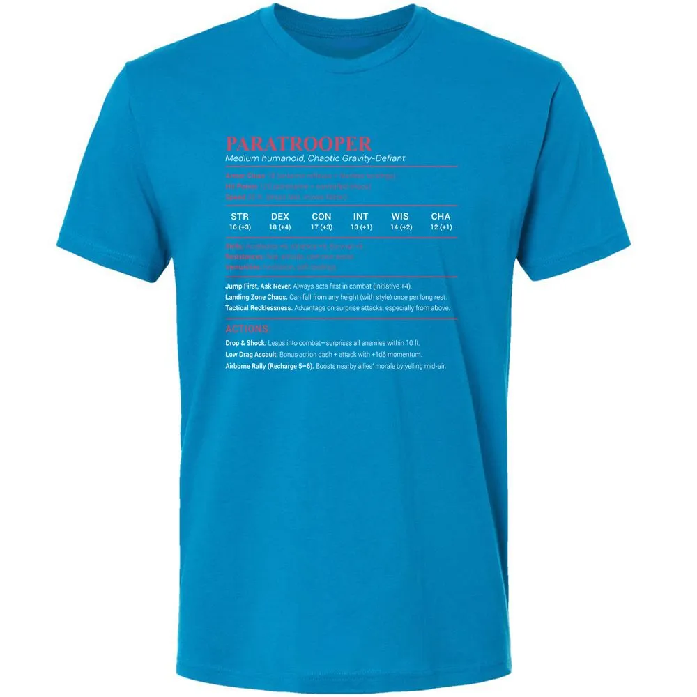 Paratrooper Stats Premium Unisex T-Shirt - Turquoise - 16