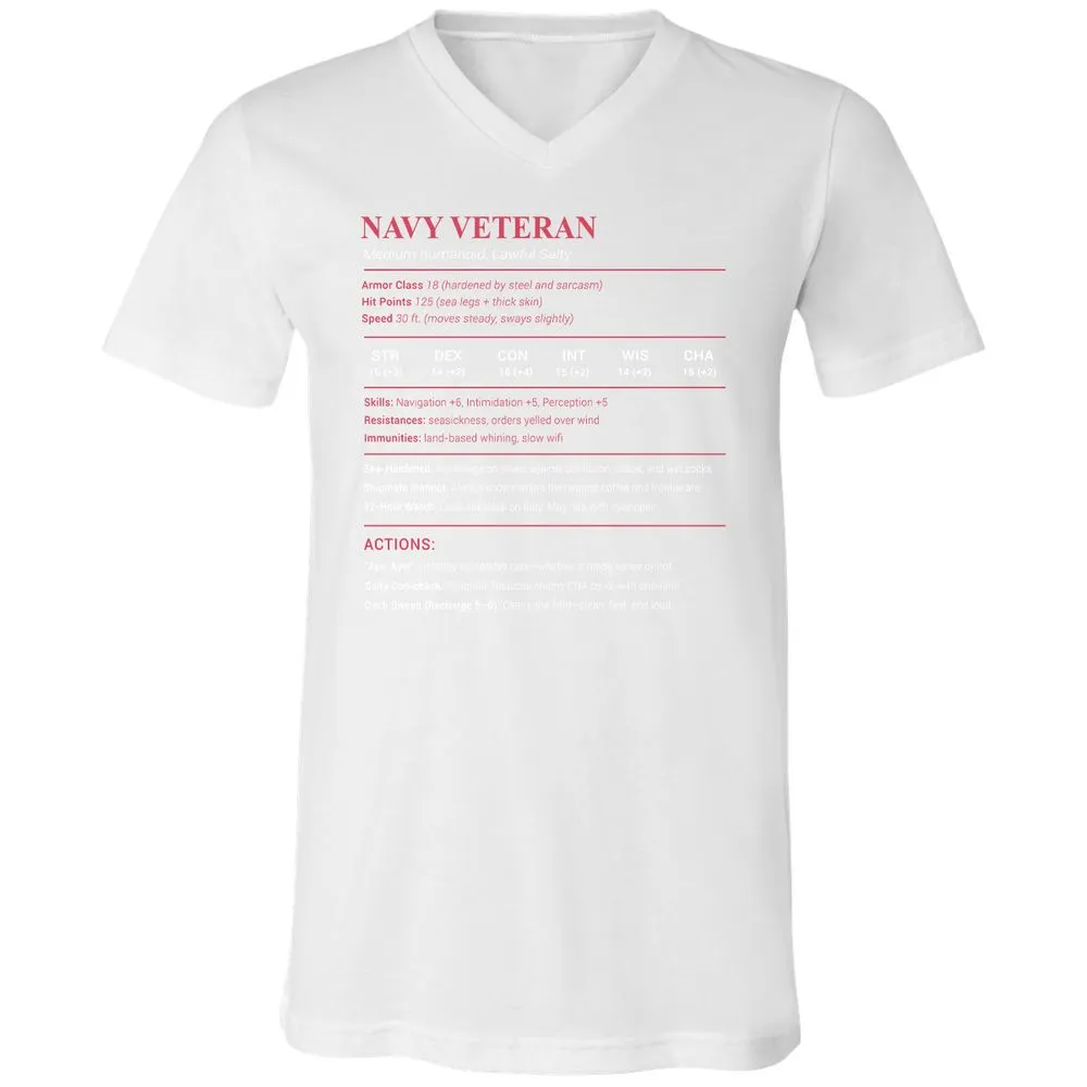 Navy Veteran Unisex V-Neck T-Shirt - White - 5