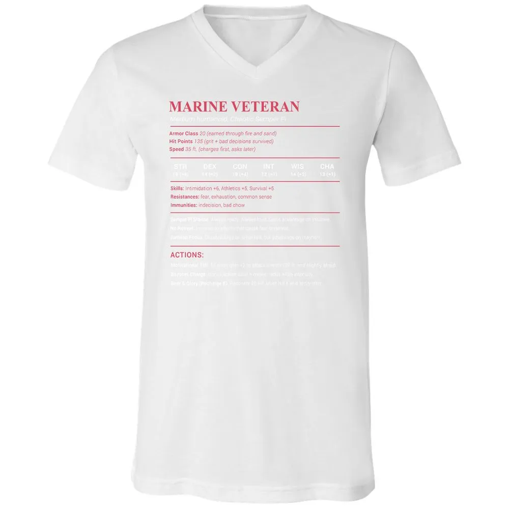 Marine Veteran Unisex V-Neck T-Shirt - White - 5