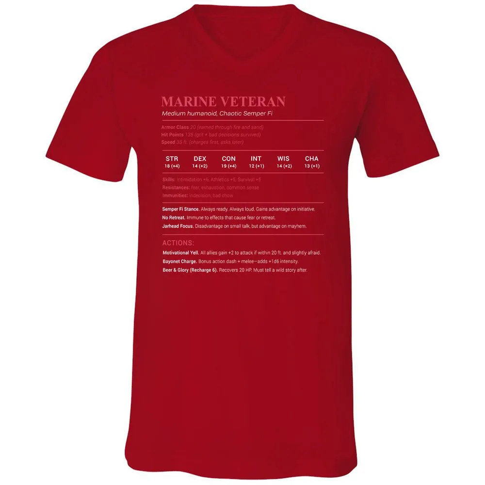 Marine Veteran Unisex V-Neck T-Shirt - Red - 3