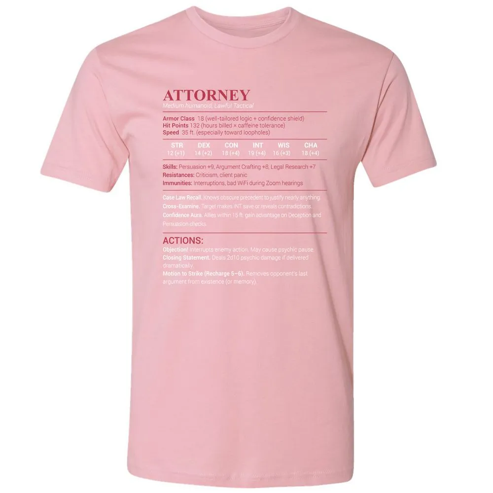 Attorney Stats Premium Unisex T-Shirt - Light Pink - 3