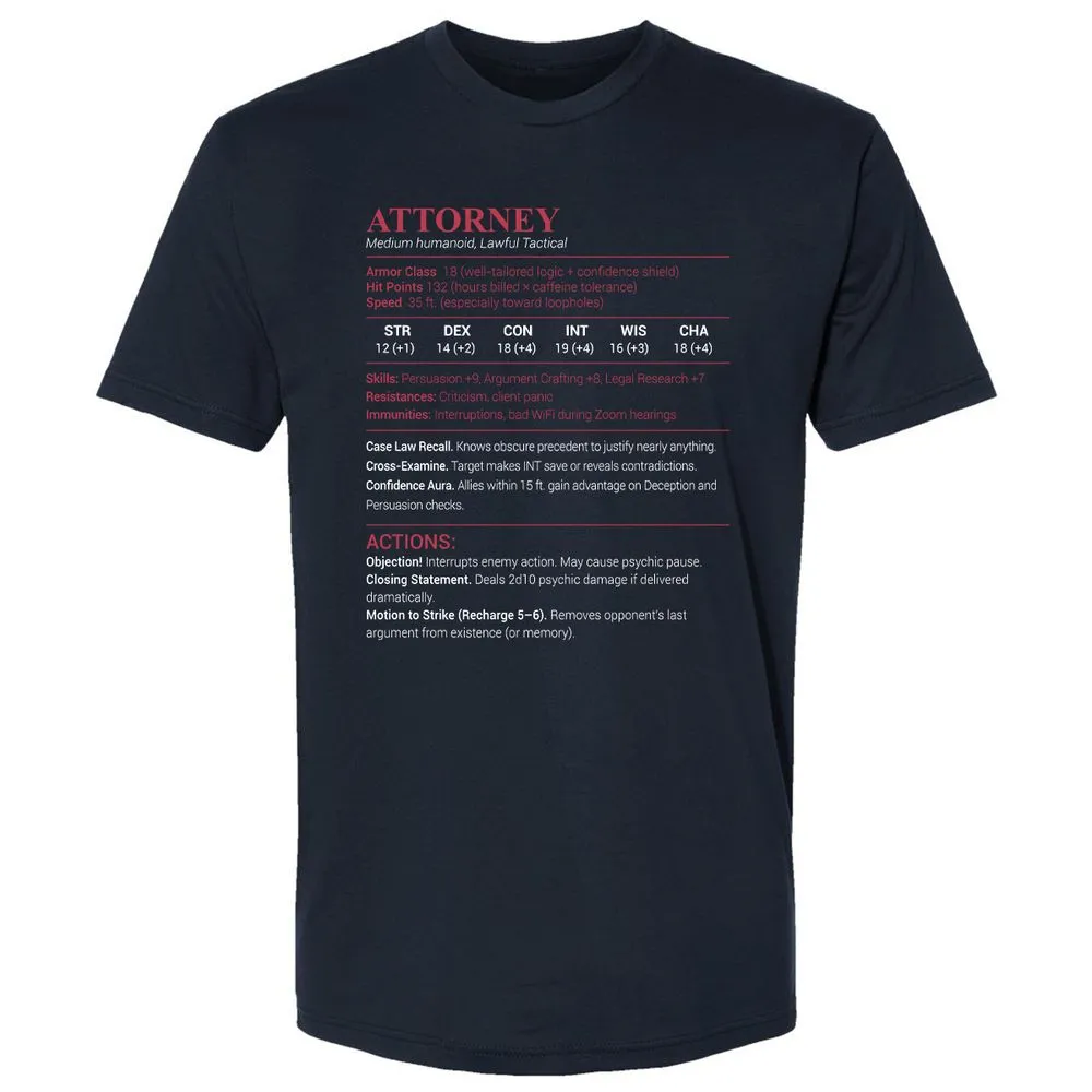 Attorney Stats Premium Unisex T-Shirt - Midnight Navy - 2