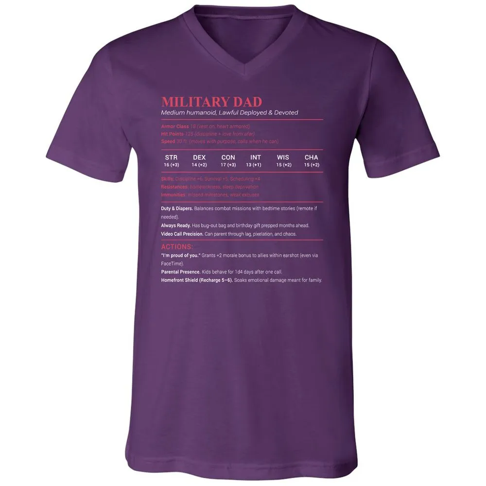Military Dad Unisex V-Neck T-Shirt - Team Purple - 9