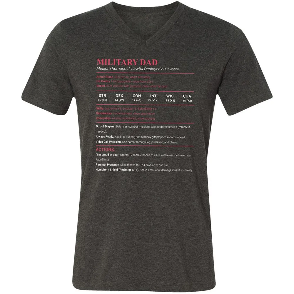 Military Dad Unisex V-Neck T-Shirt - Dark Grey Heather - 8