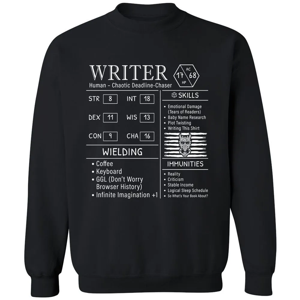 Writer Stats New Classic Unisex Sweatshirt - Black - 1