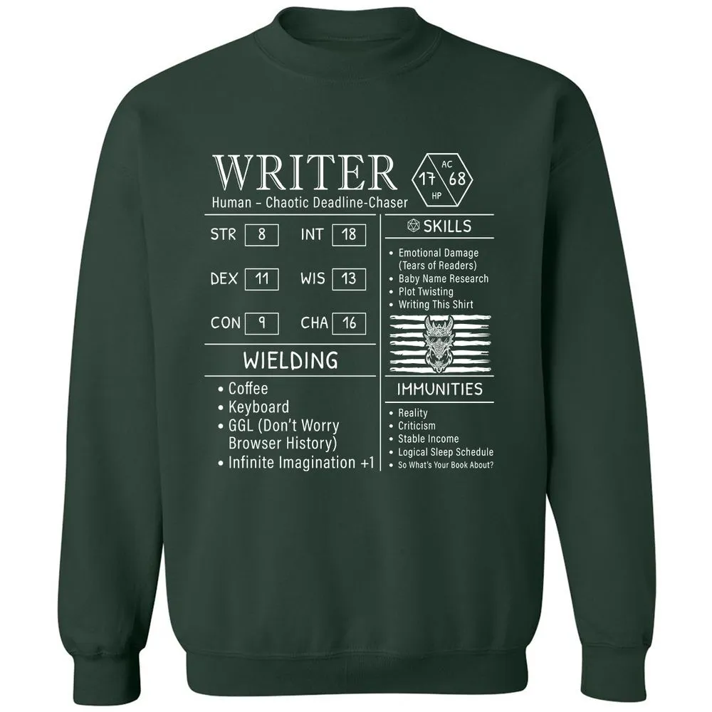 Writer Stats New Classic Unisex Sweatshirt - Forest Green - 4
