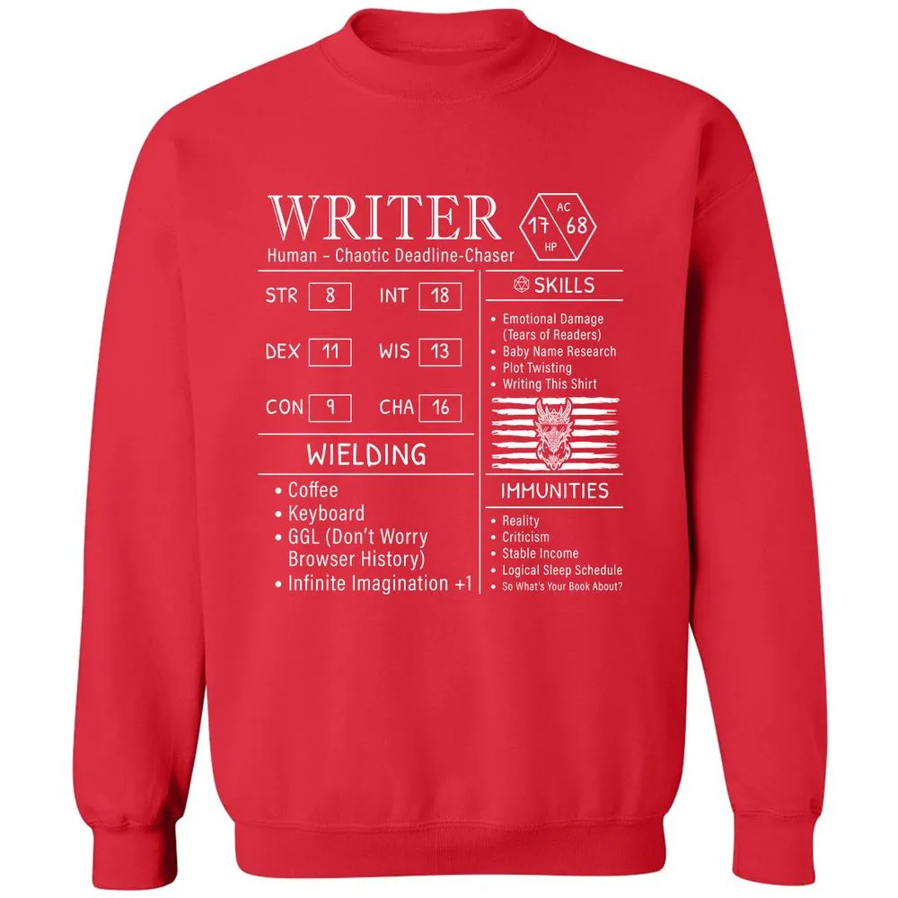 Writer Stats New Classic Unisex Sweatshirt - Red - 5