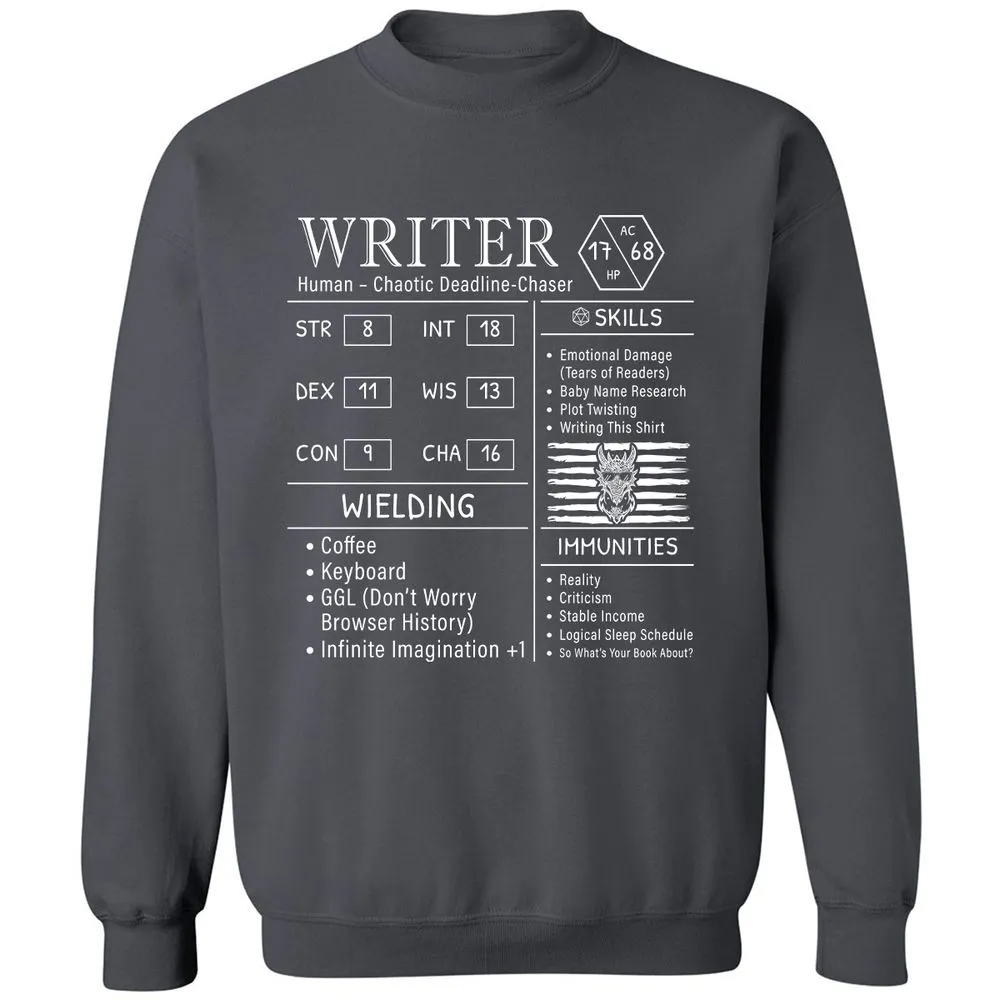 Writer Stats New Classic Unisex Sweatshirt - Charcoal - 7