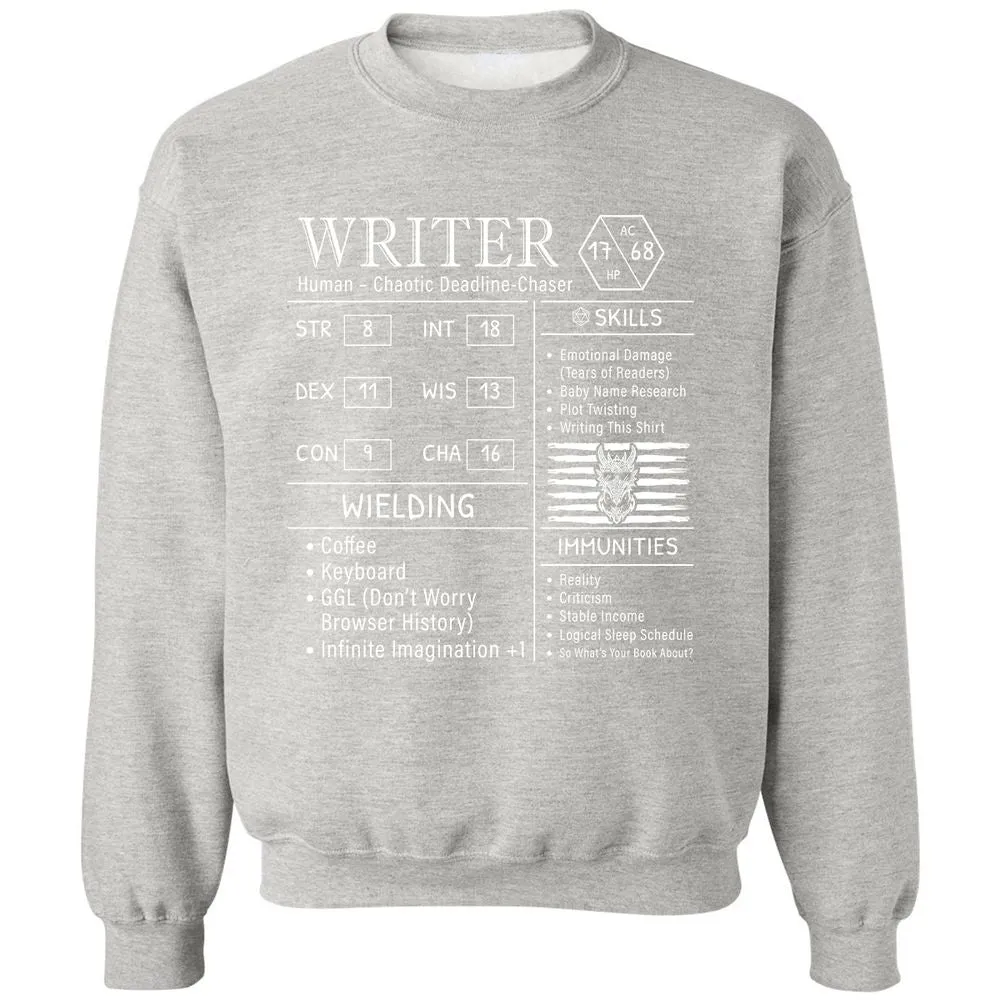 Writer Stats New Classic Unisex Sweatshirt - Ash - 8
