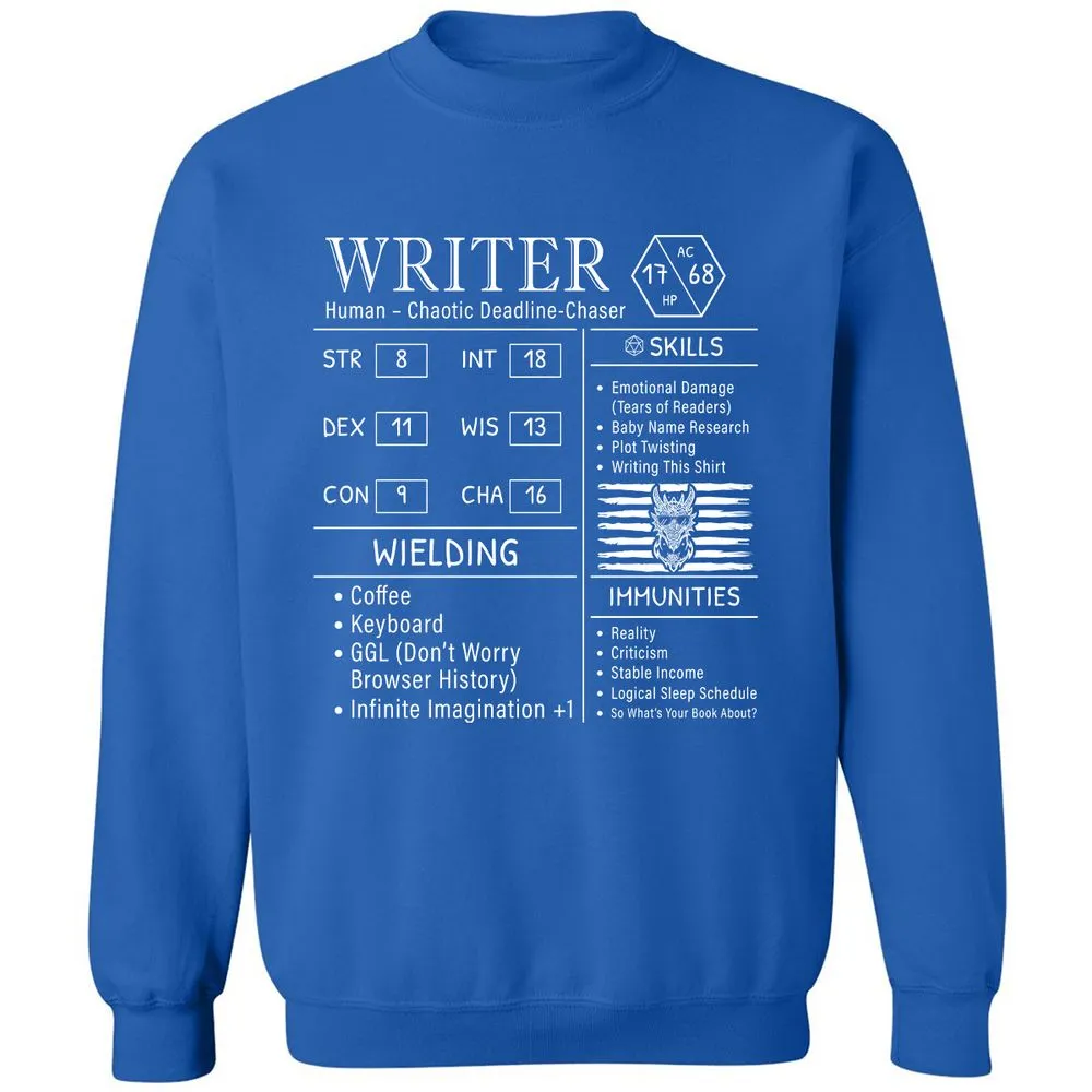 Writer Stats New Classic Unisex Sweatshirt - Royal - 9