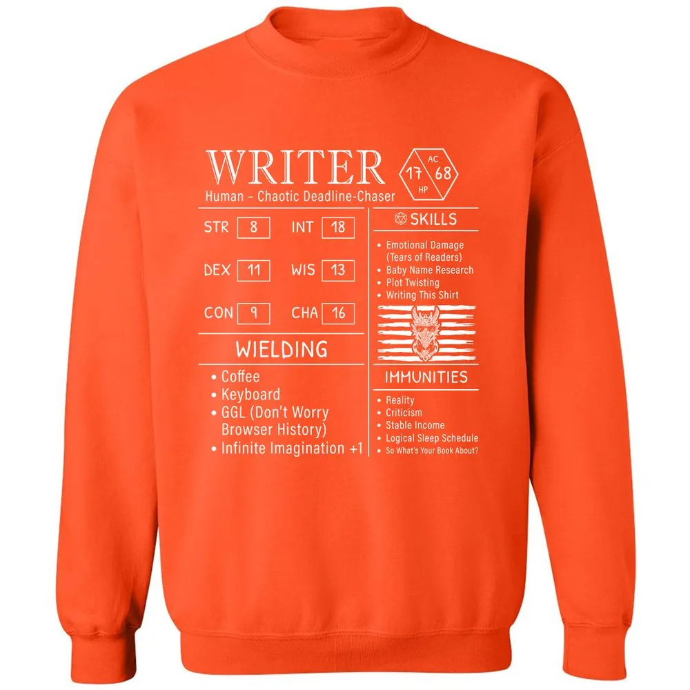 Writer Stats New Classic Unisex Sweatshirt - Orange - 10