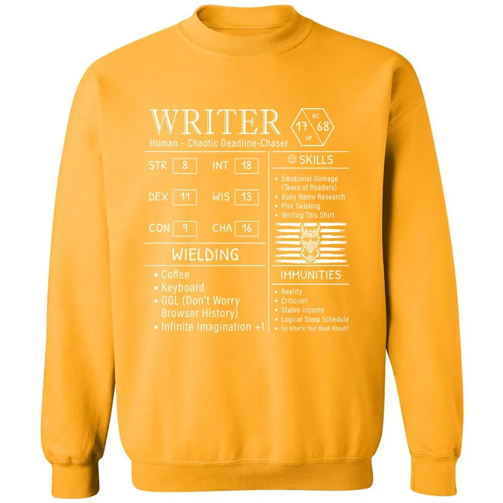 Writer Stats New Classic Unisex Sweatshirt - Gold - 11