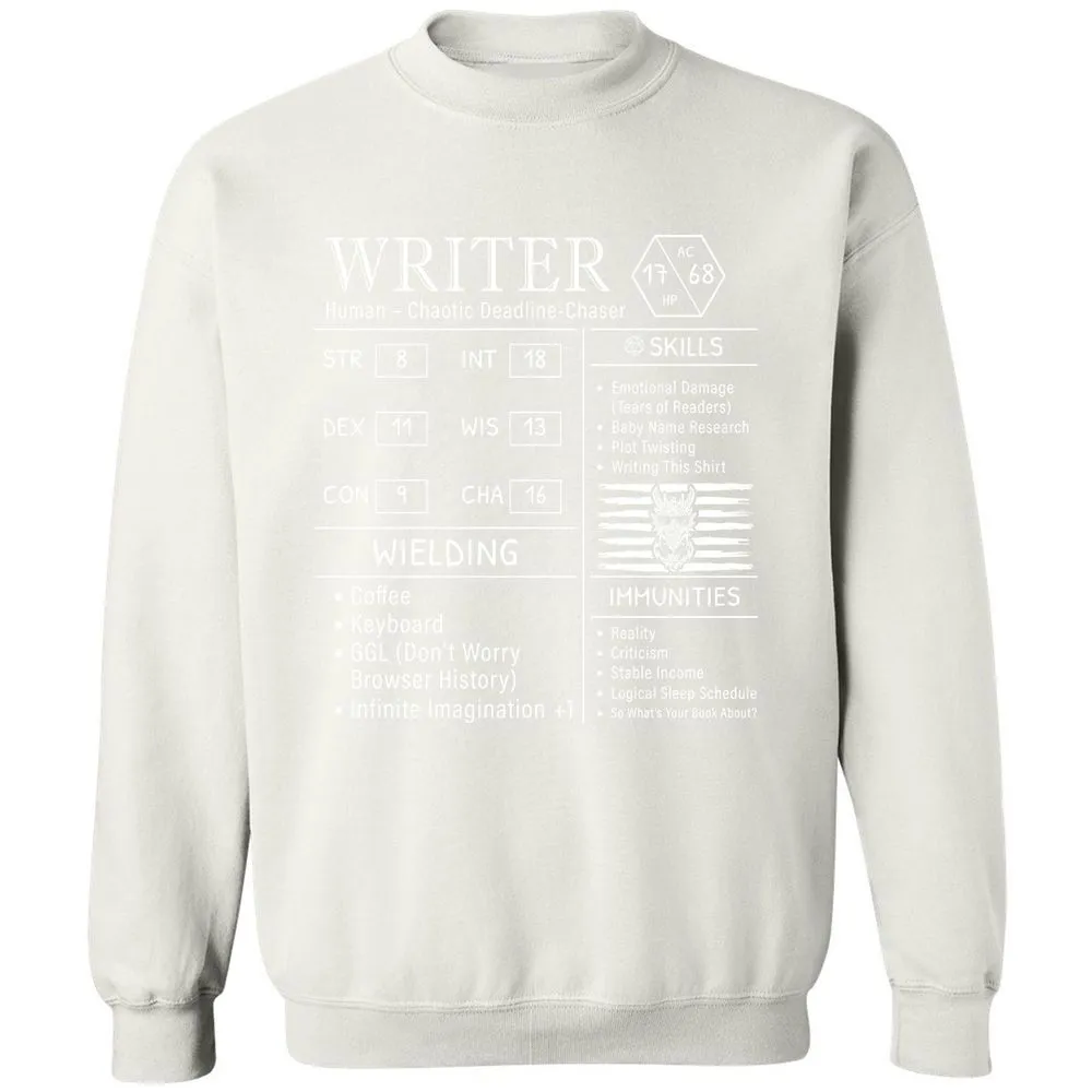Writer Stats New Classic Unisex Sweatshirt - White - 12