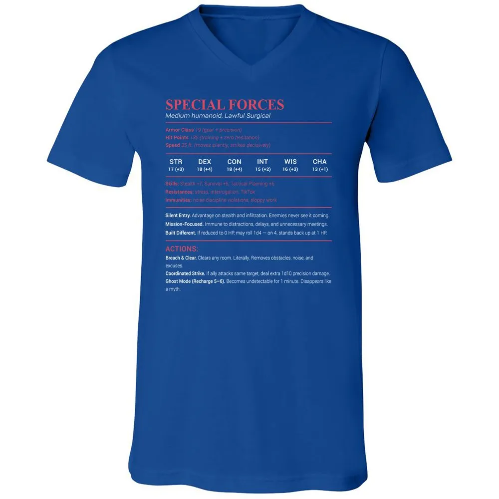 Special Forces Unisex V-Neck T-Shirt - True Royal - 4