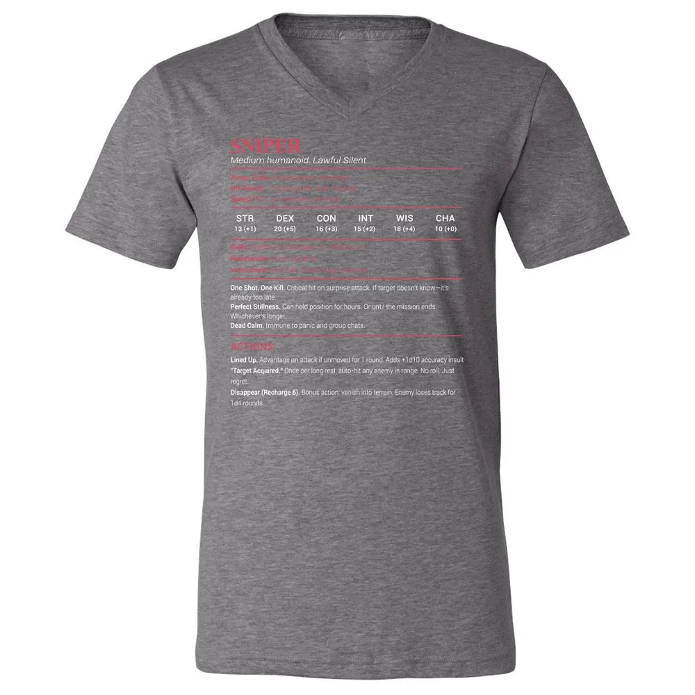 Sniper Stats Unisex V-Neck T-Shirt - Deep Heather - 13