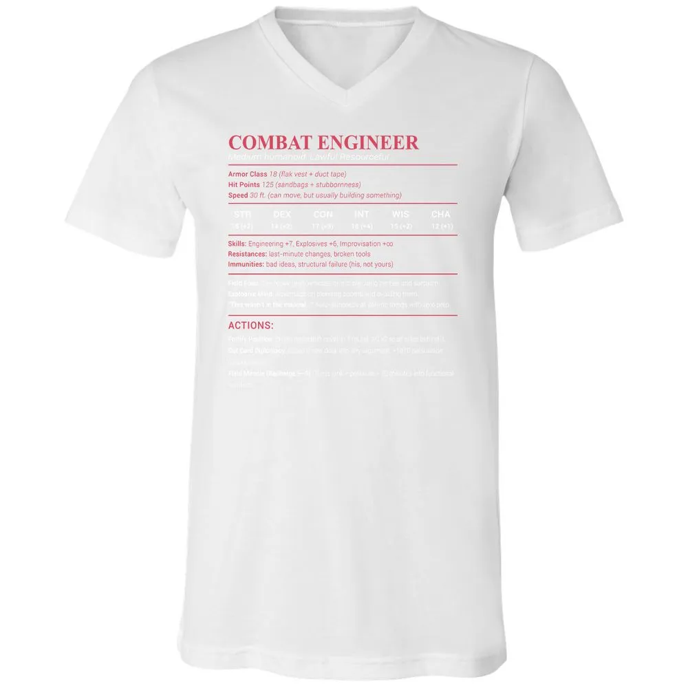 Combat Engineer Unisex V-Neck T-Shirt - White - 5