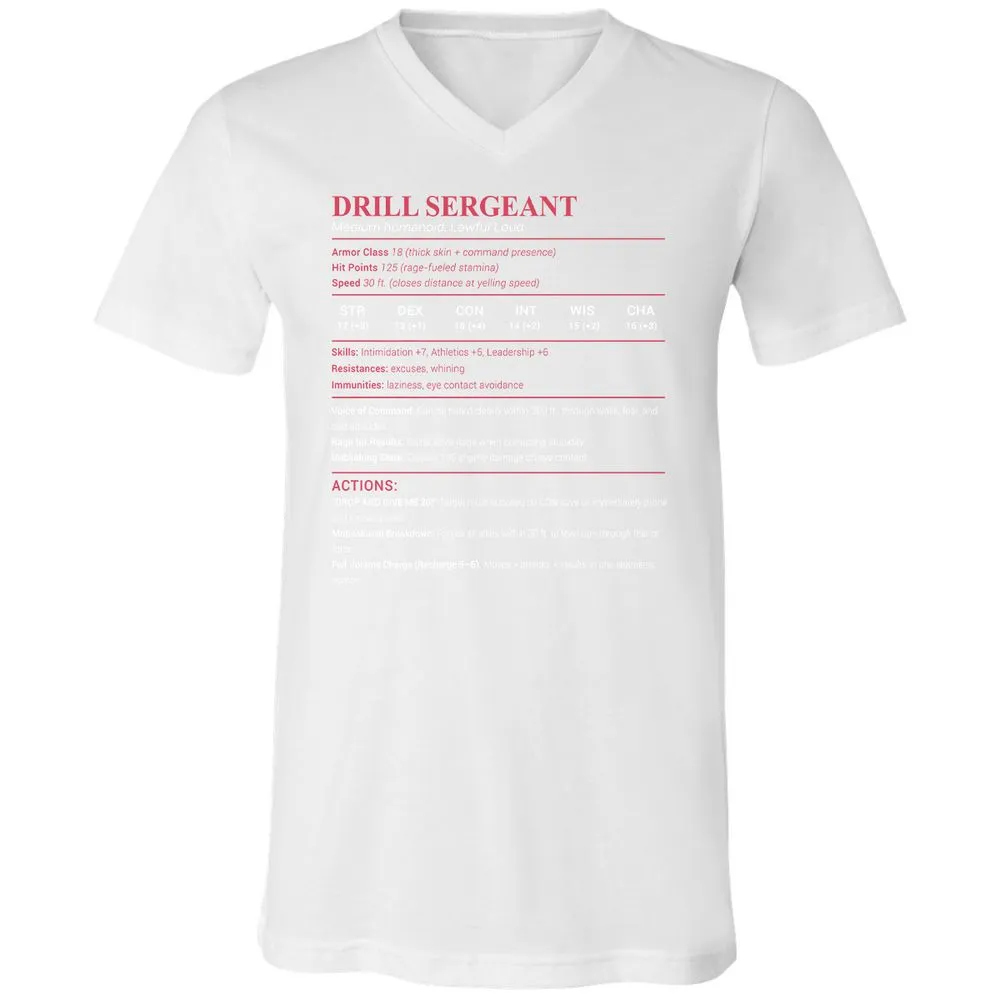 DRILL SERGEANT Unisex V-Neck T-Shirt - White - 5