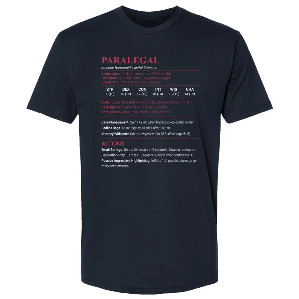 Paralegal Stats Premium Unisex T-Shirt - Midnight Navy - 2