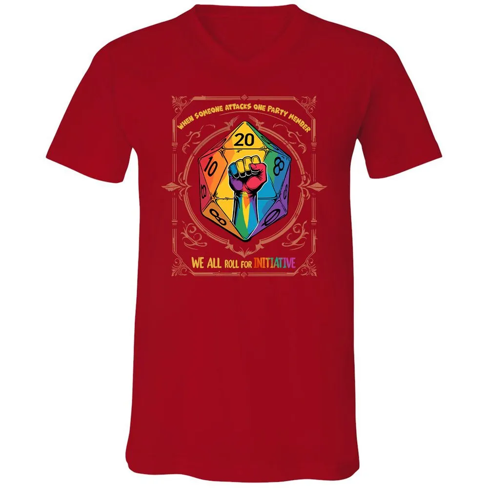 Roll For Initiative Unisex V-Neck T-Shirt - Red - 3
