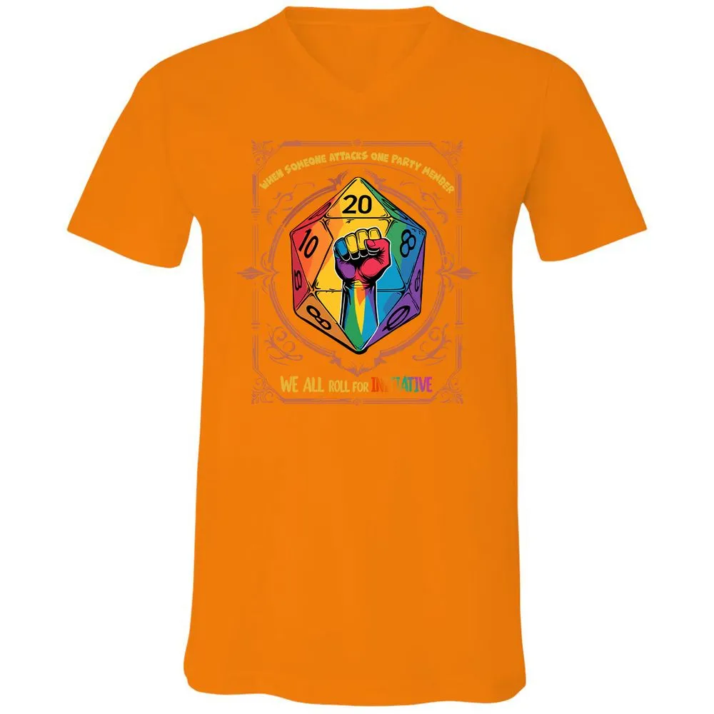 Roll For Initiative Unisex V-Neck T-Shirt - Orange - 11
