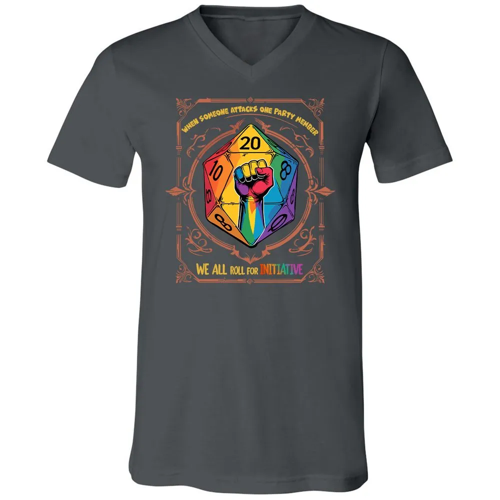 Roll For Initiative Unisex V-Neck T-Shirt - Asphalt - 12