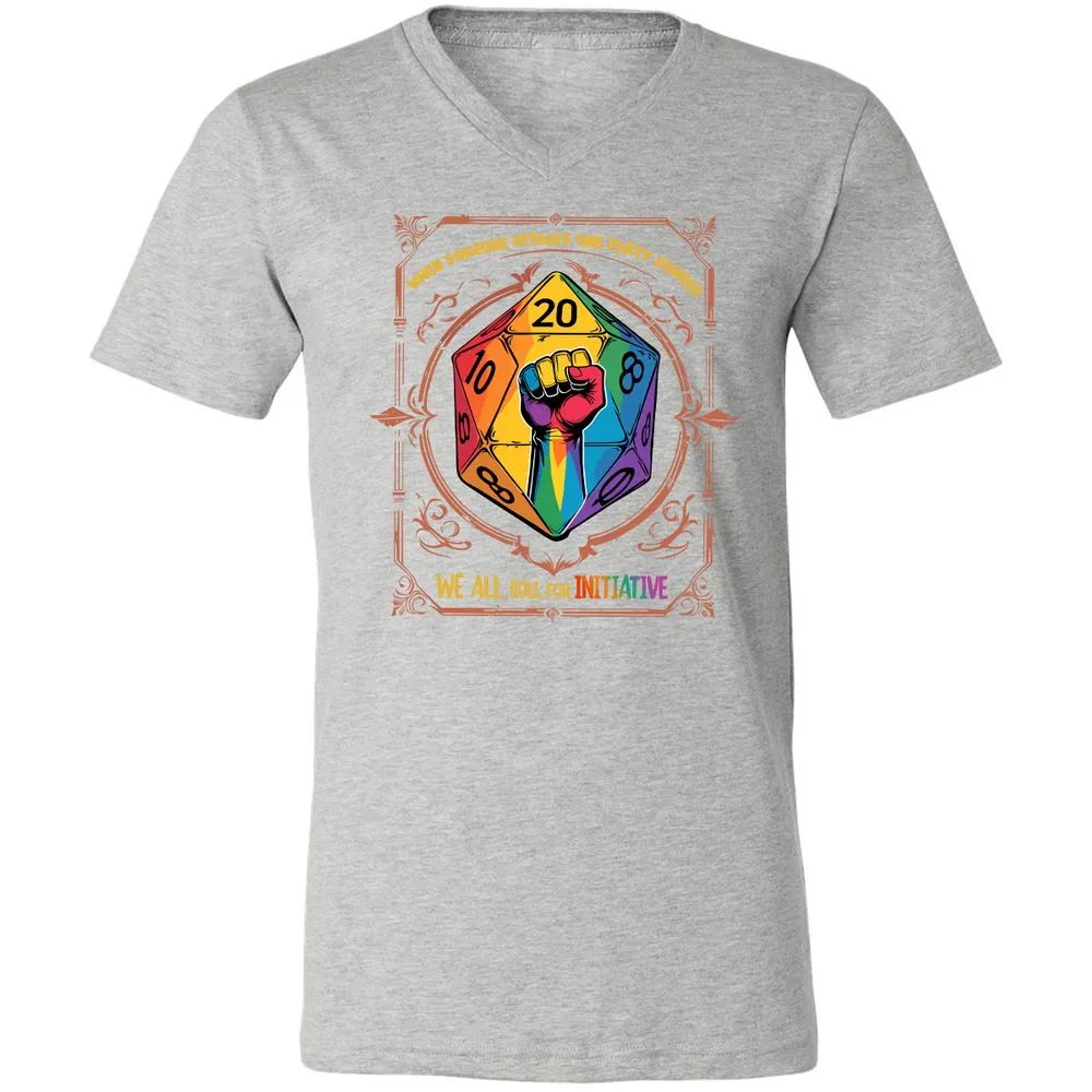Roll For Initiative Unisex V-Neck T-Shirt - Athletic Heather - 7