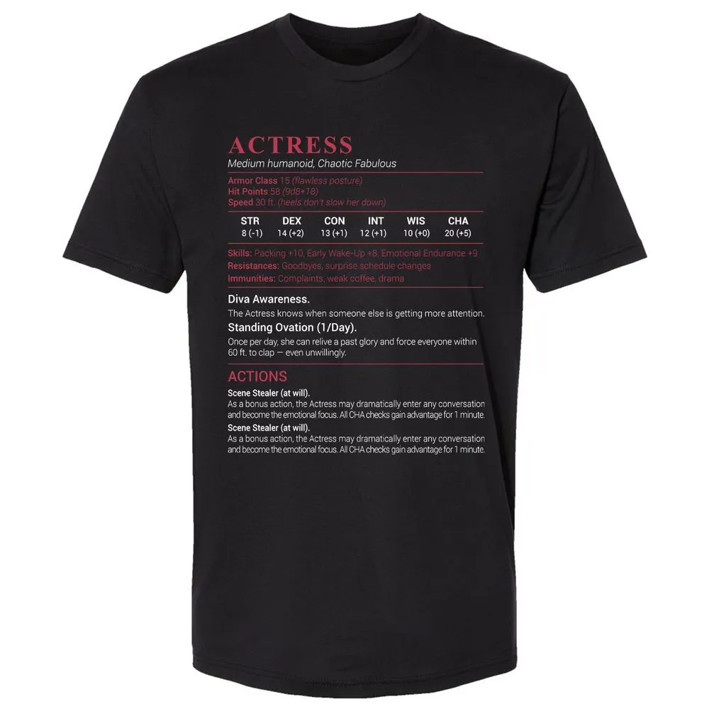 Actress Stats Premium Unisex T-Shirt - Black - 1