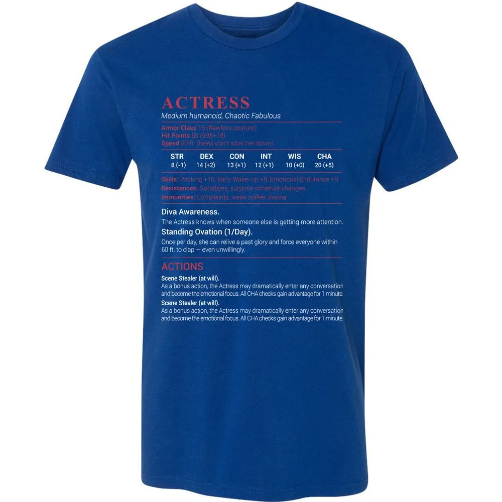 Actress Stats Premium Unisex T-Shirt - Royal - 10