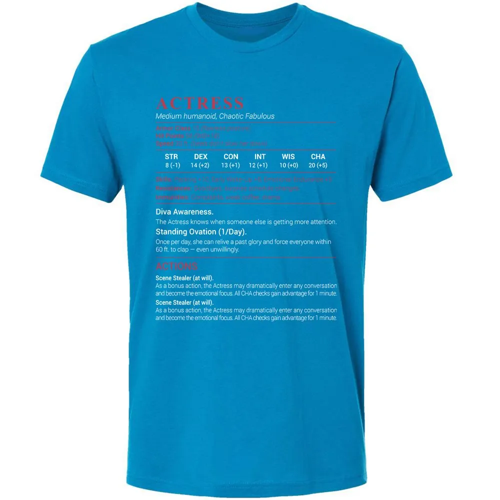 Actress Stats Premium Unisex T-Shirt - Turquoise - 16