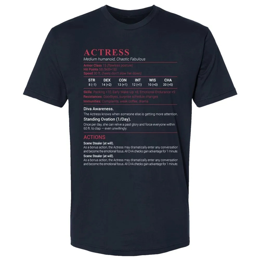 Actress Stats Premium Unisex T-Shirt - Midnight Navy - 2