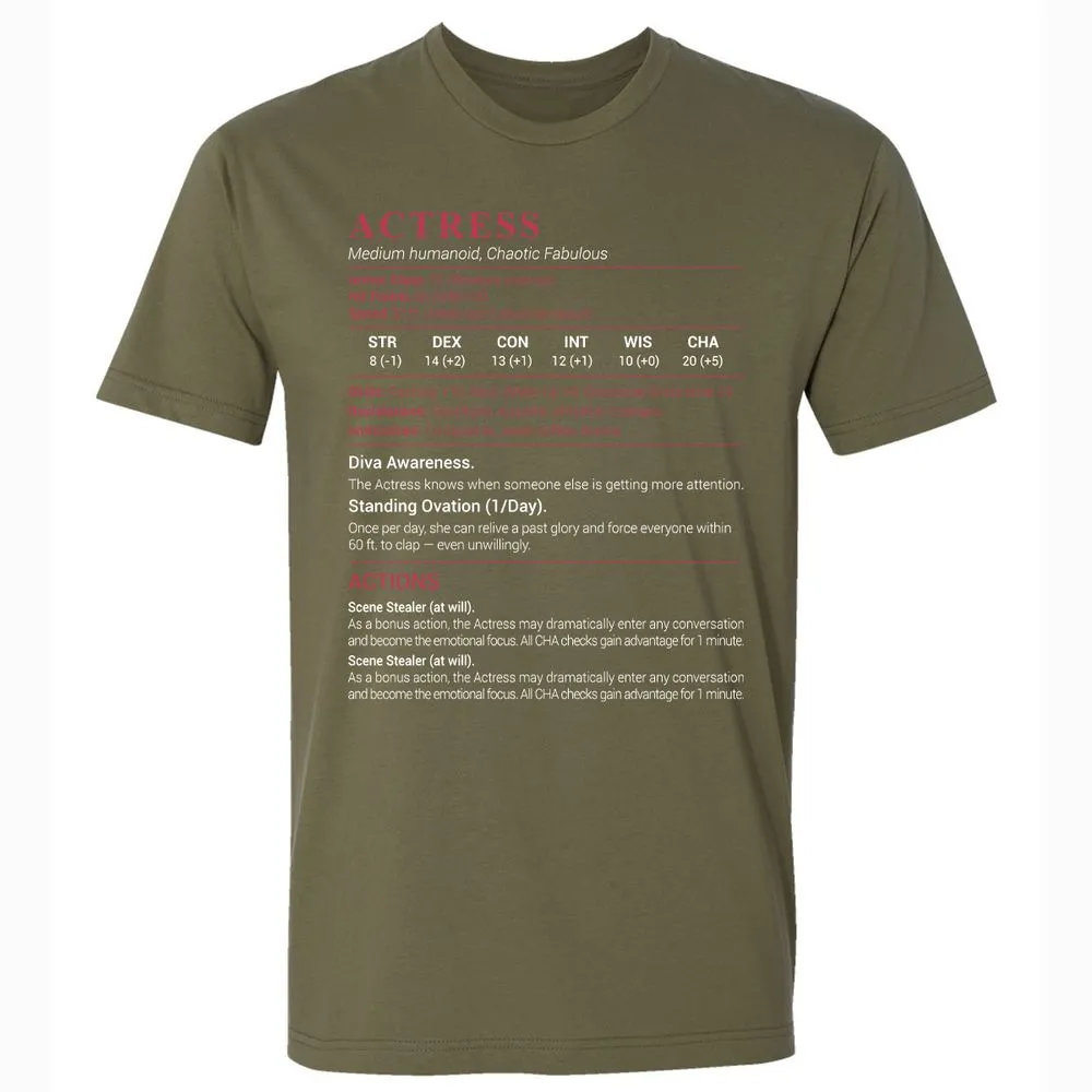 Actress Stats Premium Unisex T-Shirt - Military Green - 5