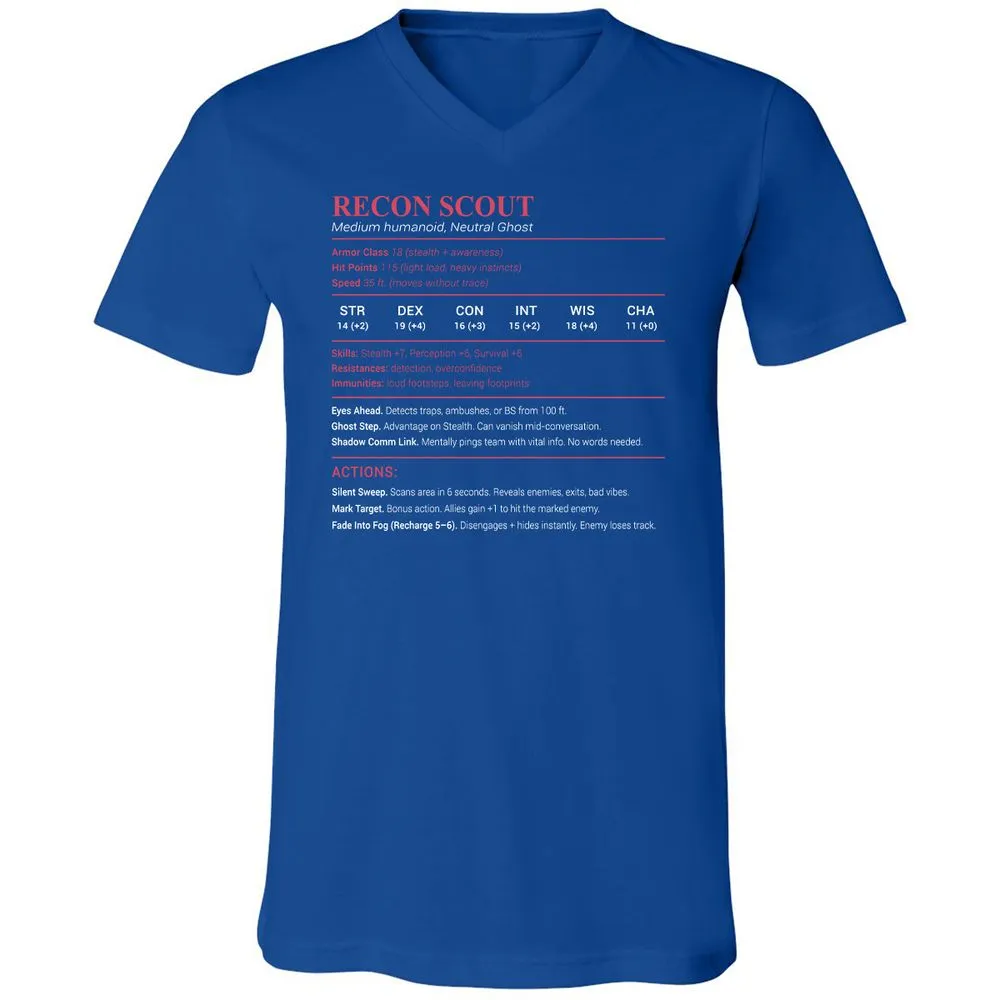 Recon Scout Unisex V-Neck T-Shirt - True Royal - 4