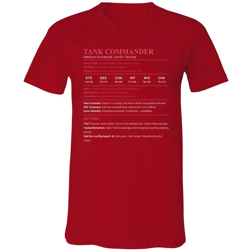 Tank Commander Unisex V-Neck T-Shirt - Red - 3