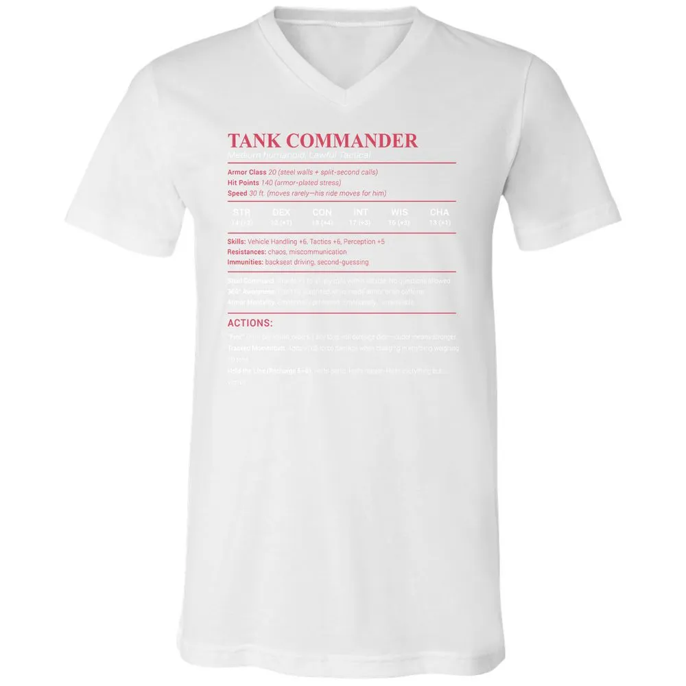 Tank Commander Unisex V-Neck T-Shirt - White - 5
