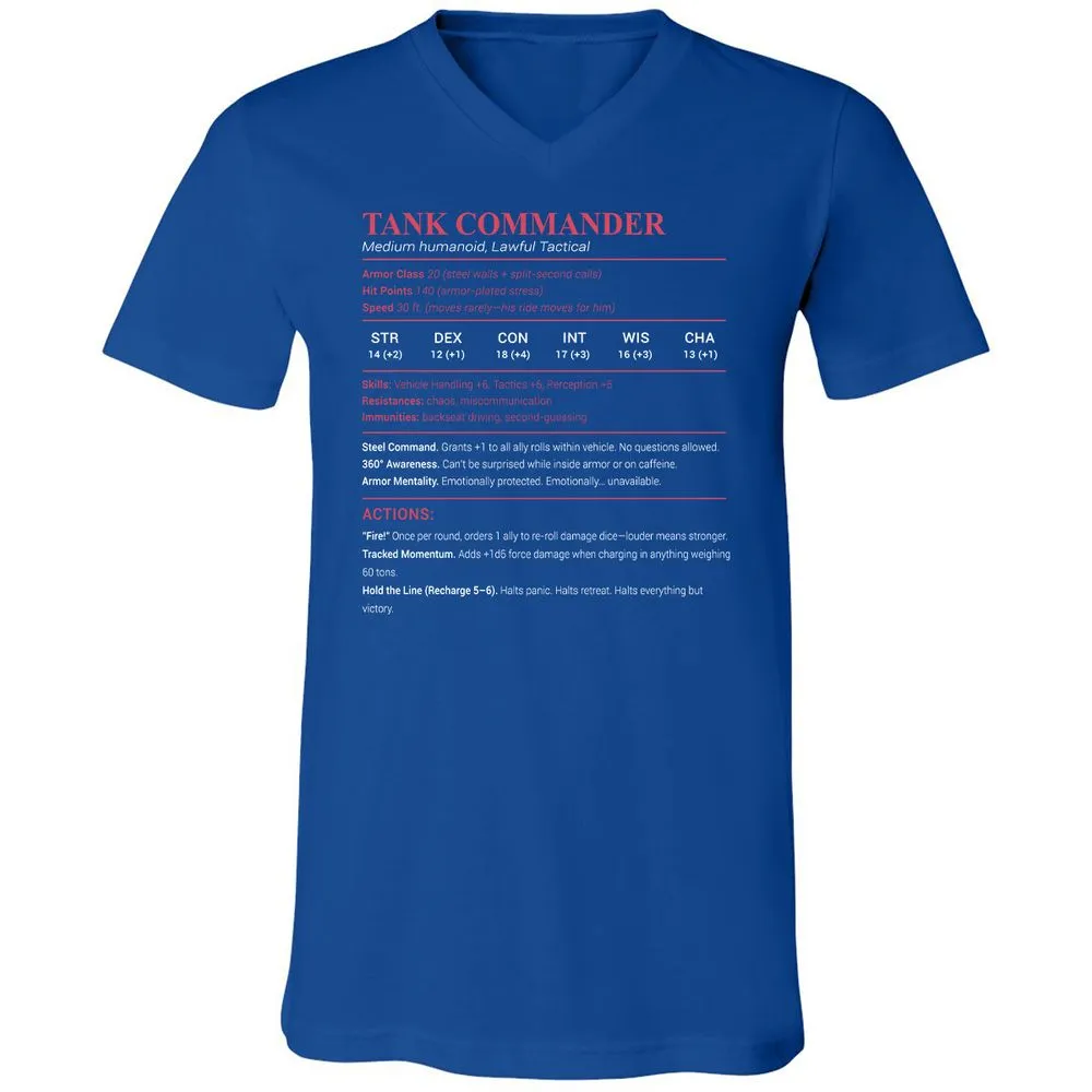 Tank Commander Unisex V-Neck T-Shirt - True Royal - 4