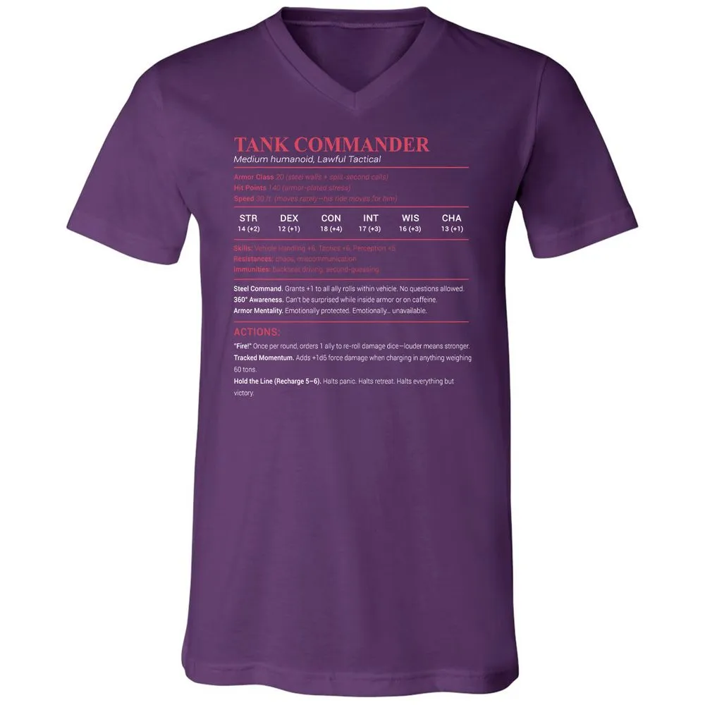 Tank Commander Unisex V-Neck T-Shirt - Team Purple - 9