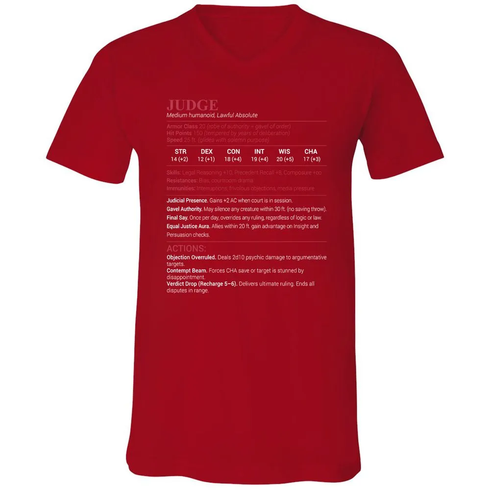 Judge Stats Unisex V-Neck T-Shirt - Red - 3